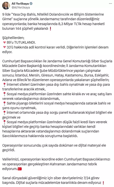 9 Ilde Yasa Disi Bahis Operasyonu 144 Supheli 18678074 9433 M