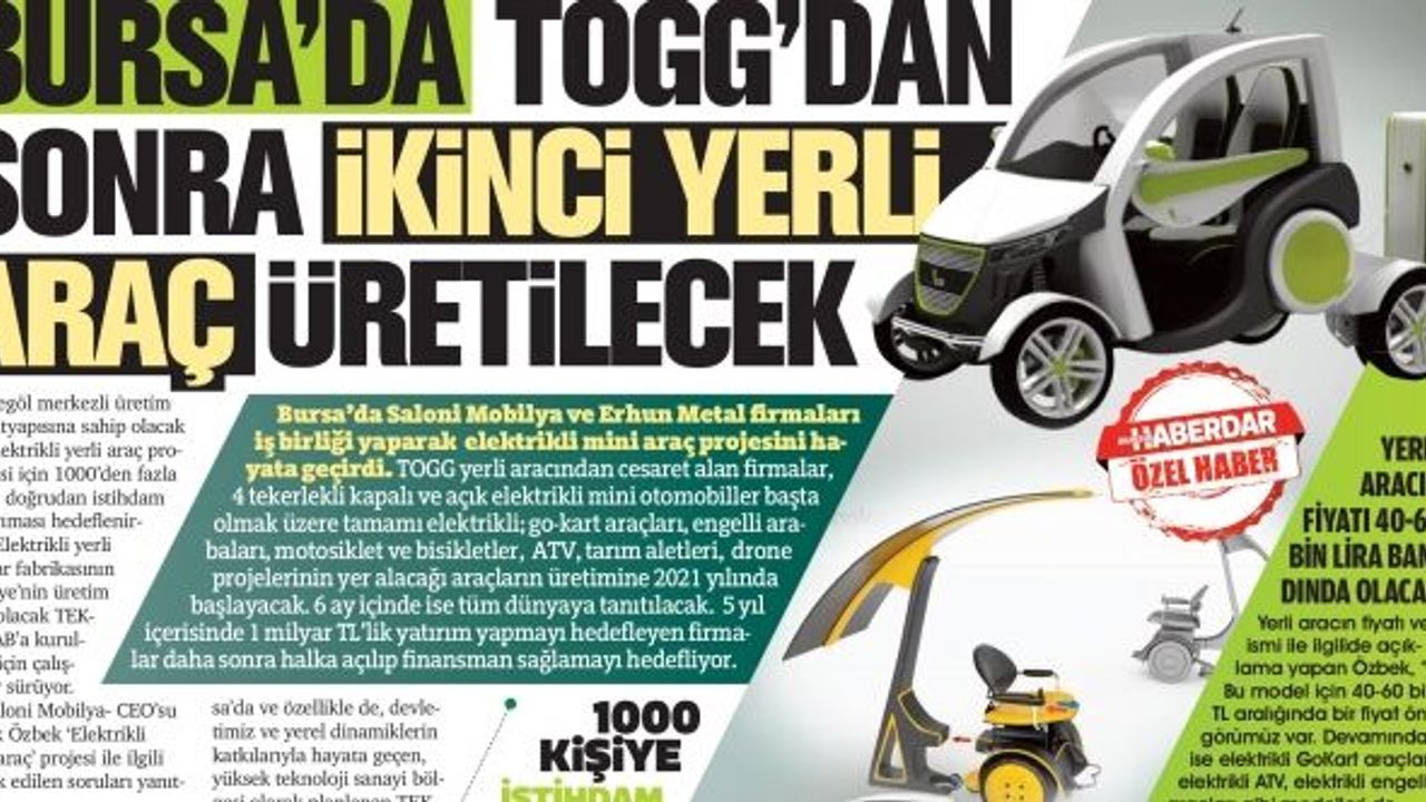 BURSA’DA TOGG’DAN SONRA İKİNCİ YERLİ ARAÇ ÜRETİLECEK