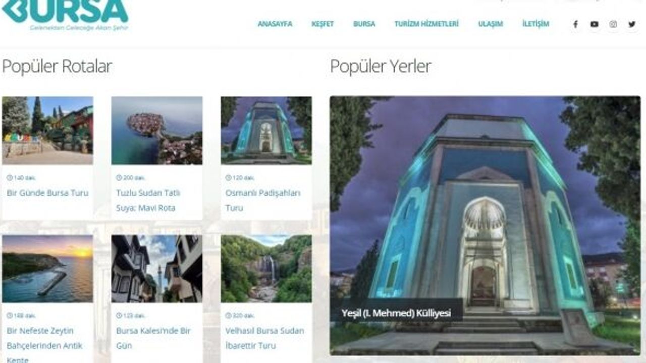 BURSA'NIN TURİZM PORTALI YAYINLANDI