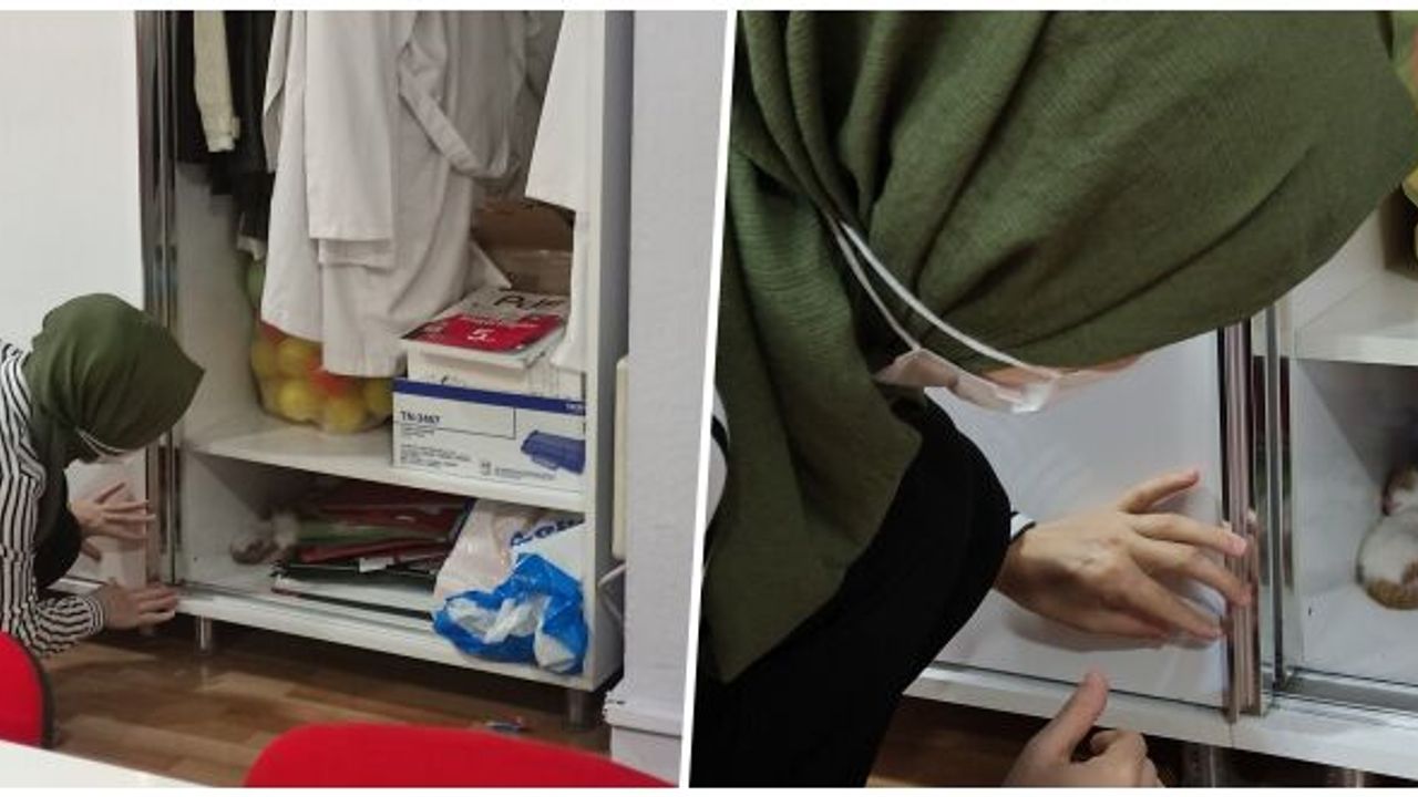 ÖĞRETMENLER ODASININ DOLABINI AÇINCA ŞOKE OLDULAR