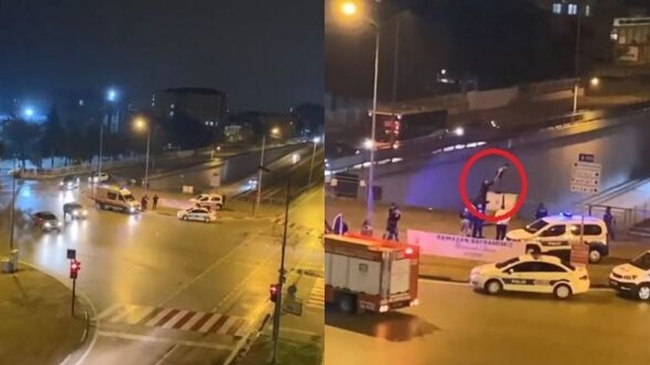 BURSA'DA KÖPRÜLÜ KAVŞAKTA İNTİHARI POLİS ENGELLEDİ