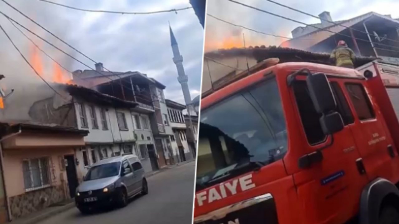 BURSA'DA TARİHİ EV ALEV ALEV YANDI