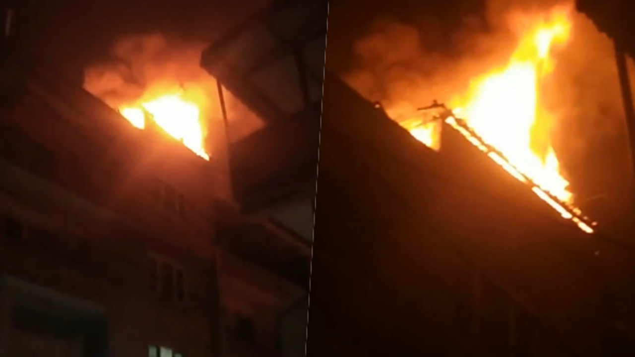 BURSA'DA BİNANIN ÇATISI ALEV ALEV YANDI