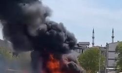 Araç denetim istasyonu alev aldı