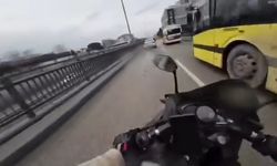 Bursa'da motosikletlinin ölümden döndüğü anlar