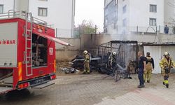 Depoda çıkan yangında tüp bomba gibi patladı