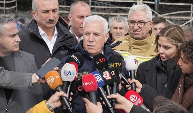 Başkan Bozbey yanan otelde incelemelerde bulundu