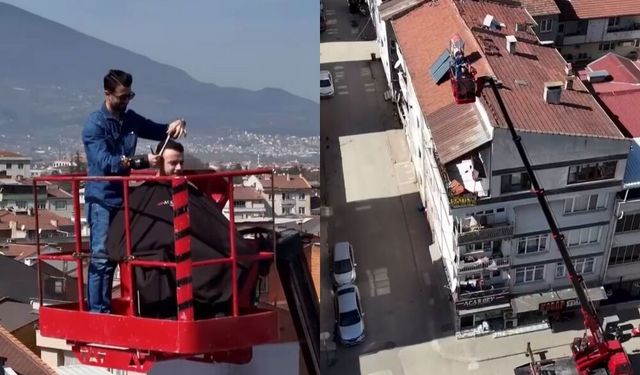 Bursa manzarasına karşı görülmemiş traş