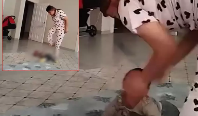 Bakıcı dehşeti kamerada!
