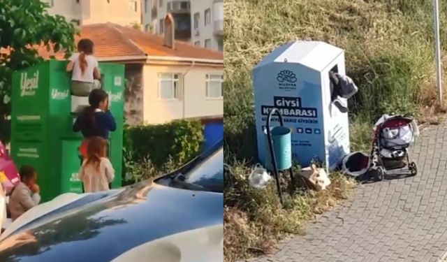Canları pahasına giysi kumbarasından kıyafet çaldılar