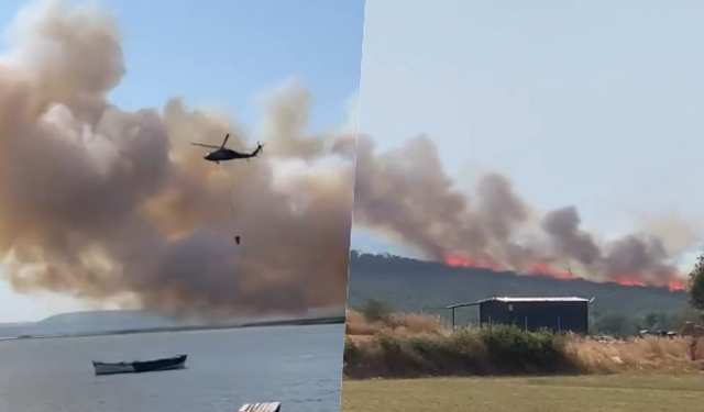 Bursa'da orman yangınlarına helikopterler müdahale ediyor