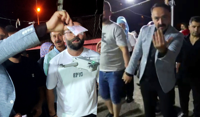 Düğünde drona para takarken elinden oluyordu