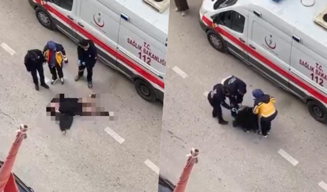 Yolun ortasında yatan kadın, sinir krizi geçirdi