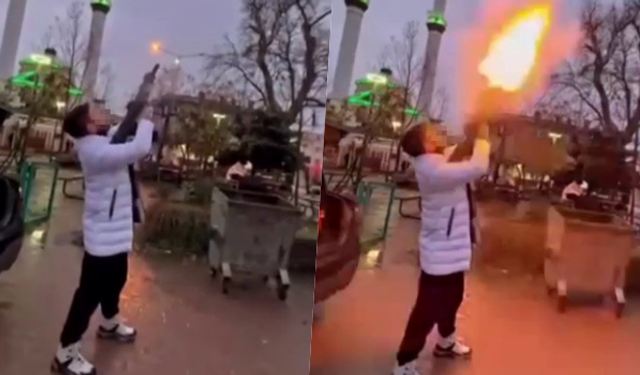 Bursa'da pompalıyla ateş açıp sosyal medyada yayınladı