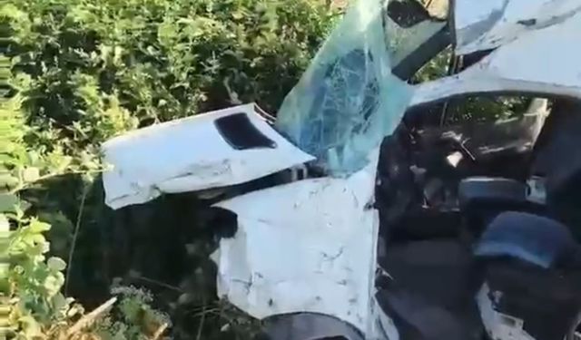Bursa'da servis minibüsünün lastiği patladı, direğe çarptı: 6 yaralı