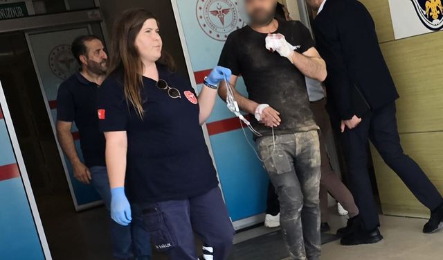 Makineye kaptırdığı parmağı koptu