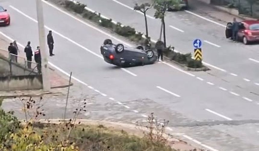 Kontrolden çıkan otomobil takla attı