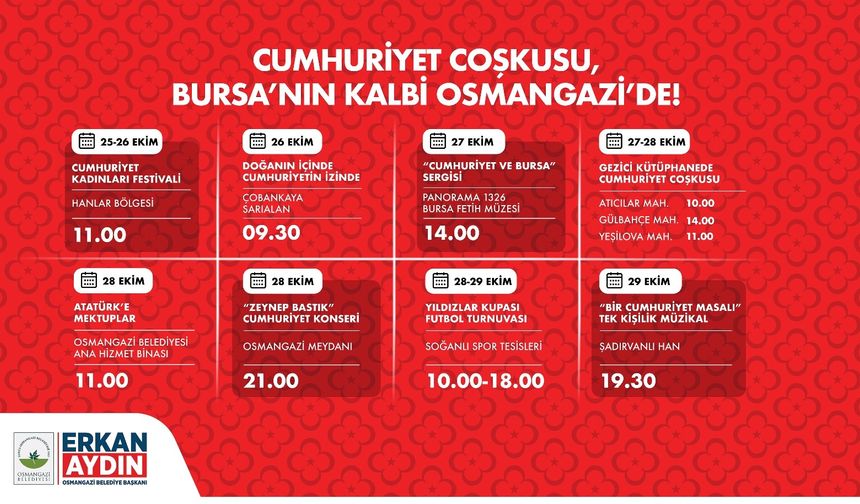 Bursa’nın kalbinde Cumhuriyet coşkusu atacak