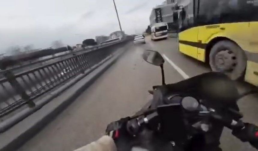 Bursa'da motosikletlinin ölümden döndüğü anlar