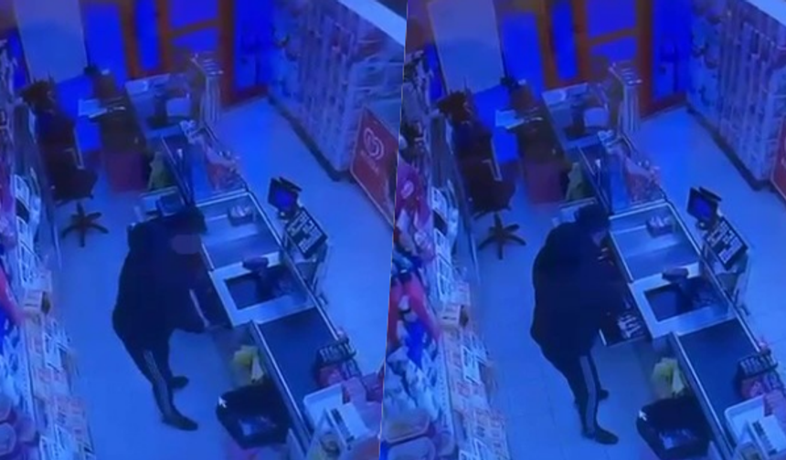Marketten nakit para ve sigara çalan şüpheli kameralara yansıdı