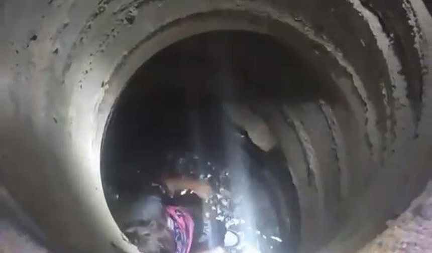 Kaldırımda yürürken su kuyusuna düşen çocuğu itfaiye ekipleri kurtardı