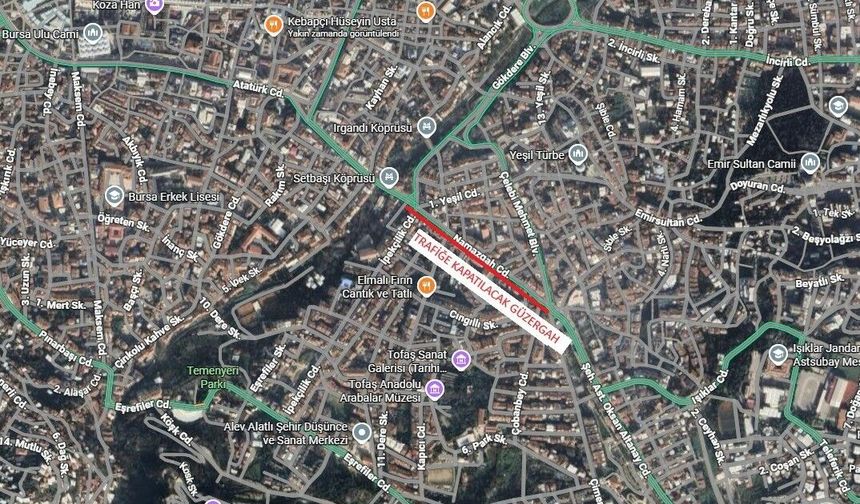 Bursa'da bu gece o yol trafiğe kapatılacak
